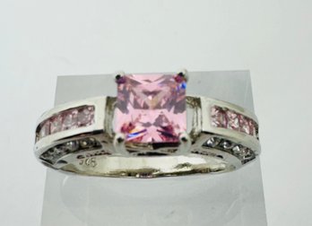 PRETTY PINK STONE STERLING SILVER RING