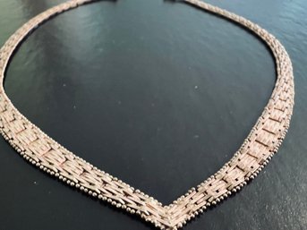 Sterling Silver V-Shaped Necklace Made In Italy