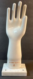 Vintage Porcelain Hand Glove Mold With Marble Base