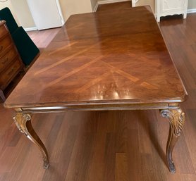 Beautiful Parquet Inlay French Provincial Dining Table In The Style Of John Widdicomb