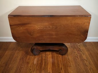 Fabulous American Empire Double Drop Leaf Pedestal Table - Two Drawers - Hand Cut Dovetails On Drawers