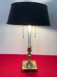 BRASS TABLE LAMP WITH BLACK SHADE