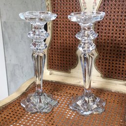 Fantastic Large Pair Of Heavy Crystal Candle Holders - Very High Quality - Well Made - Apparently Unsigned