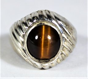 Sterling Silver Men's Ring Tiger's Eye Stone Size 8