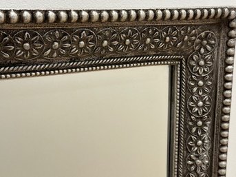 Ornate Burnished Metal-look Silver Mirror