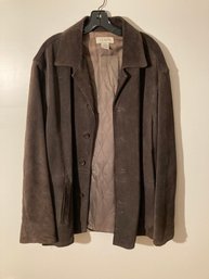 J Crew Mens Brown Suede/leather Jacket Coat Size Large