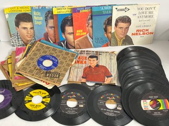 Lot 1 Of 45 RPM Records- Including Paul Anka, Dean Martin, Johnny Mathis, Ricky Nelson & More!