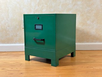 A Small, Single-Drawer Vintage Filing Cabinet In Green Metal By ASCO