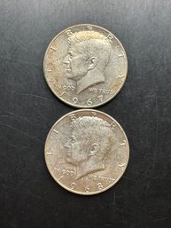 2 Silver Kennedy Half Dollars 1967, 1968-D