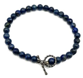 Beautiful Sterling Silver Lapis Beaded Bracelet