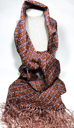 Very Fine All Silk Scarf In Paisley Pattern W Fringe W Tags