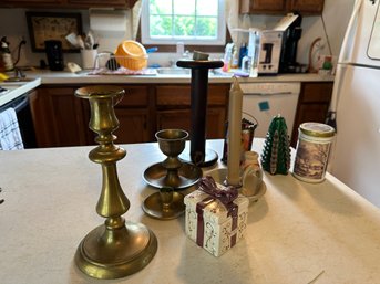 Lot Of Candles And Candleholders