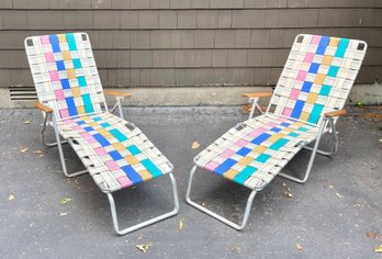 Pair Of Vintage Aluminum Folding Lawn Chairs