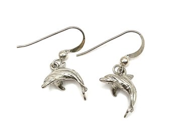 Sterling Silver Dolphin Dangle Earrings