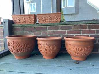 Five Terracotta Planters.