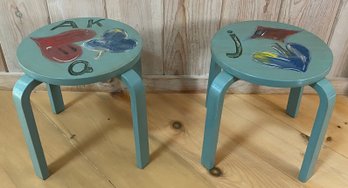 Two Paint Decorated Stools