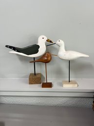 3 Wooden Standing Birds