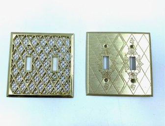 Pair Of Vintage Goldtone Light Switch Plates