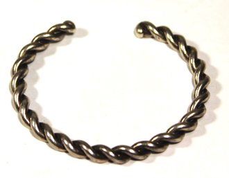 Vintage Twisted Coiled Silver Tone Cuff Bracelet