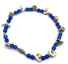 Beautiful Blue Beaded And Shells Bracelet