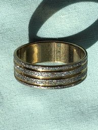 Vintage Ring - Silver Dust & Gold Striped Band - Size 9