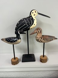 3 Wooden Standing Birds