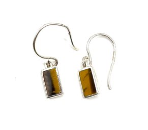 Sterling Silver Tiger's Eye Inlay Dangle Earrings