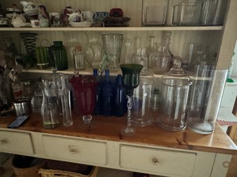 LARGE LOT DECORATIVE GLASS VASES