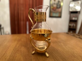 Gold Coffee Carafe And Footed Warmer Stand