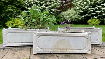 Trio Of  FRONTGATE CHANTAL Heavy Duty Crushed Stone/resin Planters