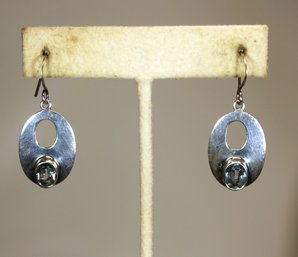 Fine Sterling Silver Pierced Earrings Having Blue Topaz Stones By Krystyna's