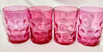 Vintage Northwood Cranberry Dot Optic 4' 8oz. Tumblers