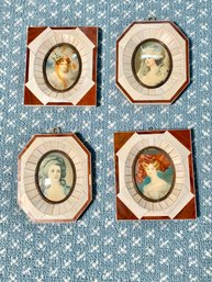 Set Of 4 - German French & English Miniature Paintings