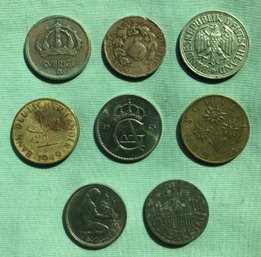 Lot Of 7 Coins - Including Nice Shiny 1927 U.S. Penny Plus 6 Foreign Coins