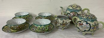 Pretty Paint Decorated Tea Service For Four