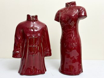 A Pair Of Chinese Vases - Man And Woman Figural