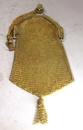 1920 Vintage Gilt Brass Ladies Purse Hand Bag (has Handle)