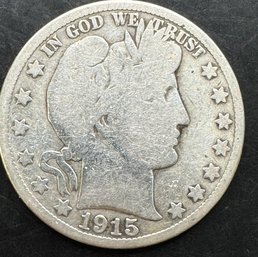 1915-S Barber Silver Half Dollar