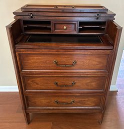 Vintage Butler's Desk /Lift Top Secretary With Leatherette/ Pull Out Desktop, Great Condition!! Mid Century