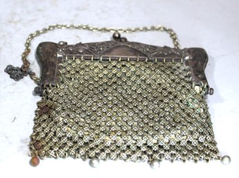 Antique German Silver Art Nouveau Chain Mail Purse