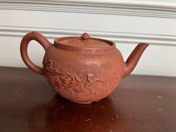 Chinese Yixing Zisha Zhusha Clay Teapot With Dragon Decoration
