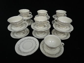 Set Of Rim Pattern Teacups Windsor By Pickard