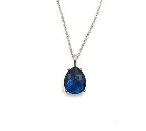 Vintage Sterling Silver Ippolita Design Chain With Sapphire Blue Color Pendant