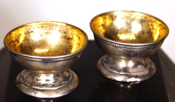 Pair Small Lightweight Sterling Silver Footed Salt Cellars