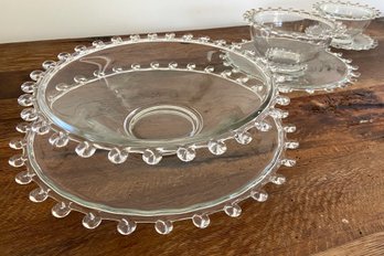Three Vintage Heisey Lariat Crystal Bowls And Under Plates