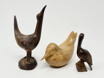 English Walnut Carved Bird Figurine And More