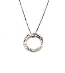 Italian Sterling Silver Chain With Open Circle Be Brave Live Life Pendant