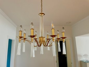 Stunning Crystal & Brass Eight Light Chandelier