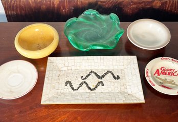 A Collection Of Mid Century Ash Trays, Card Trays, And More