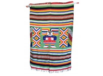 Vintage Aztec Ethnic Art Handmade Woven Blanket #1